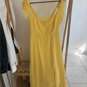 Lulus Yellow Tie Strap Sleeveless Dress